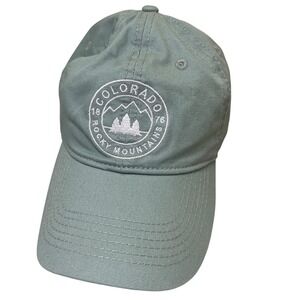 Snow Business Colorado Rocky Mountains Baseball Cap Sage Green Cotton Dad Hat